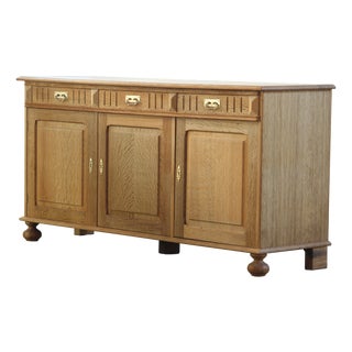 Vintage Danish Brutalist Light Oak Sideboard, 1970s For Sale