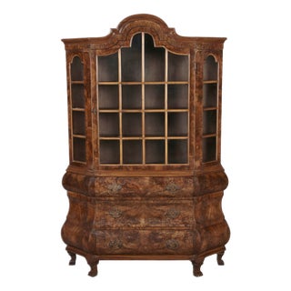 Small Antique Dutch Baroque Display Cabinet in Walnut, 1900s For Sale
