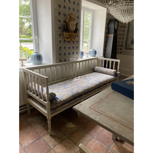 Gustavian (Swedish) Original Swedish Bench with New Cover, 1880s For Sale - Image 3 of 8