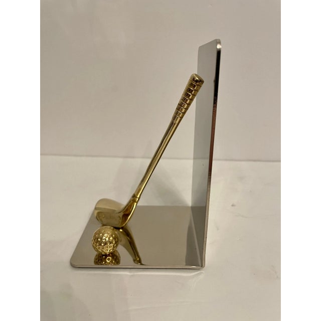 Brass Late 20th Century Brass & Chrome Golf Club Bookends - a Pair For Sale - Image 8 of 13