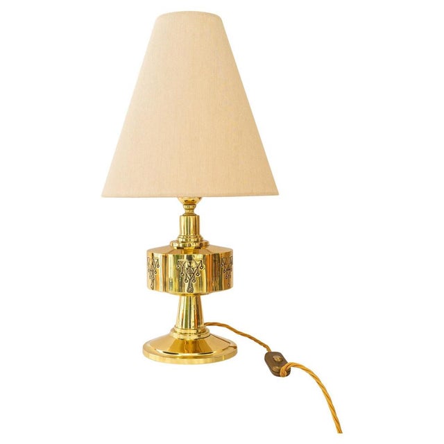 Large Art Deco Table Lamp with Fabric Shade, 1920 For Sale - Image 18 of 18