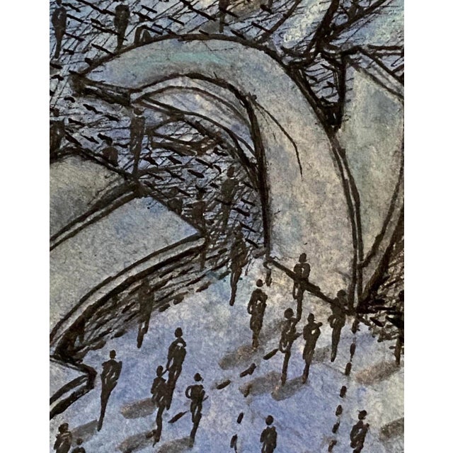 Original mixed media drawing by American artist Ruth Esserman, whose work explores the relationship between human presence...