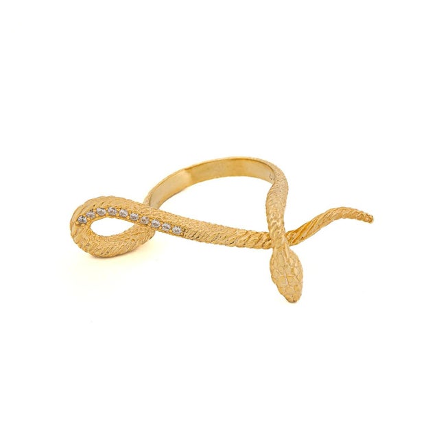 Mythology Snake Gold Vermeil & Diamond Design Ring, Size 6 For Sale - Image 9 of 10