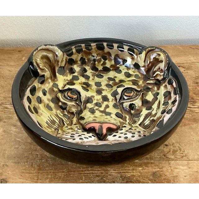 Vintage Italian Glazed Ceramic Leopard Bowl For Sale - Image 11 of 12