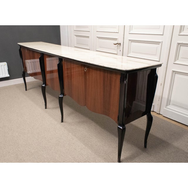 Black Louis XV French Sideboard with Marble Top, 1940s For Sale - Image 8 of 14