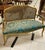 Bring timeless French elegance to your home with this Louis XV-inspired settee, featuring rich turquoise-blue damask...