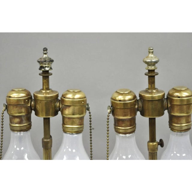 Antique French Victorian Paris Porcelain Coral Figural Painted Table Lamps, Pair For Sale - Image 11 of 14