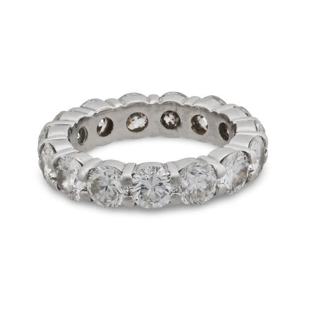 1990s Vintage 5.00 Carat Diamond Platinum Eternity Band, Size 6 For Sale - Image 5 of 5