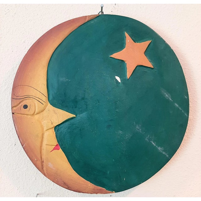 Mexican Vintage Mexican Moon and Sun Folk Wall Art Plaque For Sale - Image 3 of 8