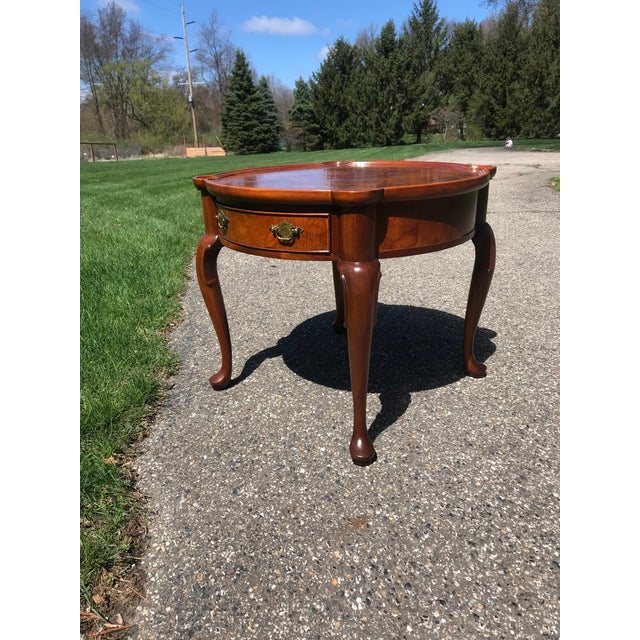 Traditional Queen Anne Walnut Side Table by Hekman Chairish