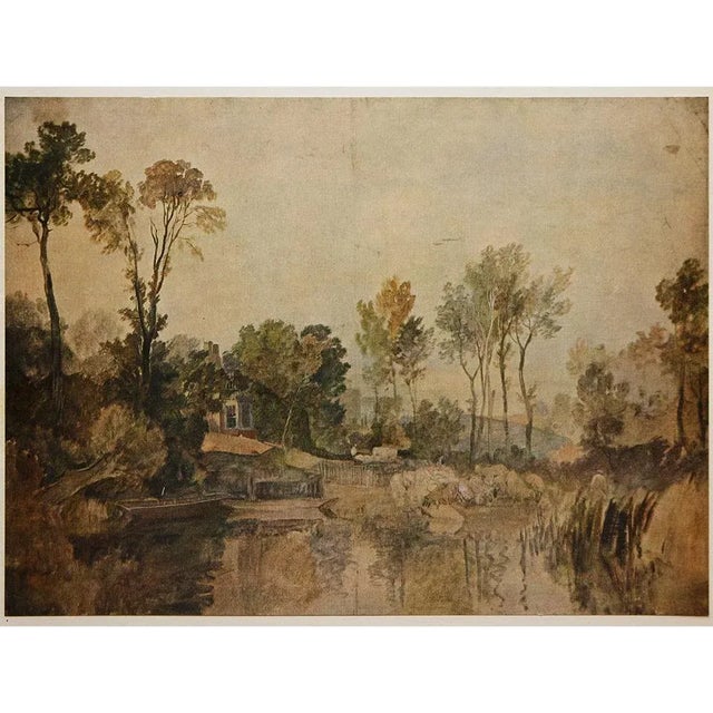Celadon 1960 After Joseph Turner, "House Beside River, With Trees and Sheep", Vintage First Limited Edition Print For Sale - Image 8 of 8