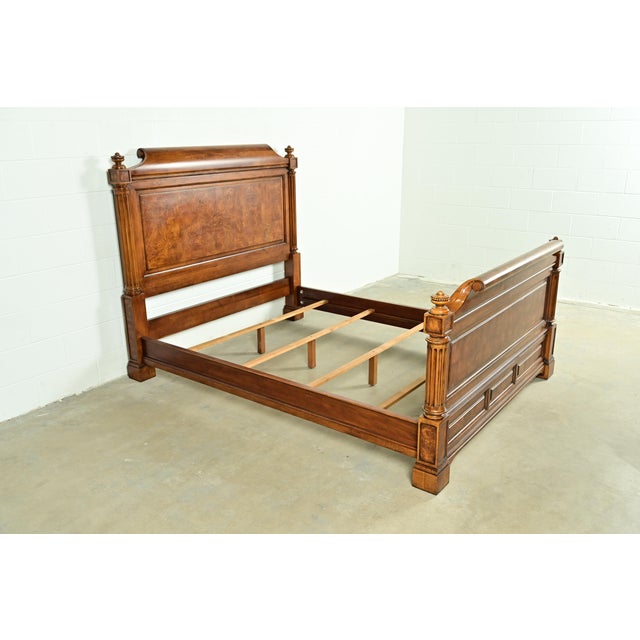 Ethan Allen Ethan Allen French Louis Philippe Burl Wood Queen Size Bed For Sale - Image 4 of 12