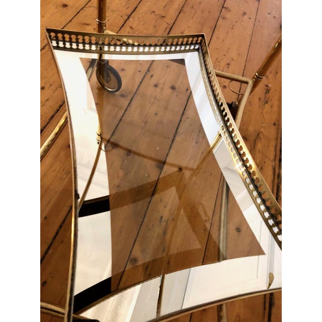 Hollywood Regency Bar Cart in Brass, 1950s For Sale - Image 6 of 8