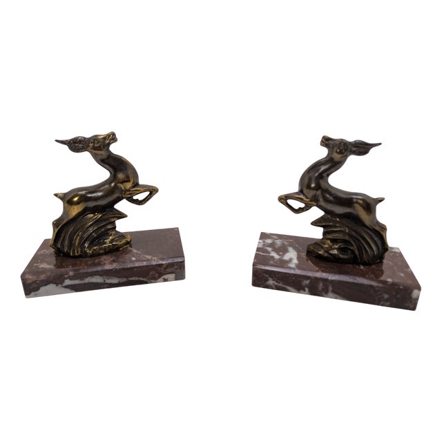 Vintage French Art Deco Gazelle Figurines, 1920s, Set of 2 For Sale