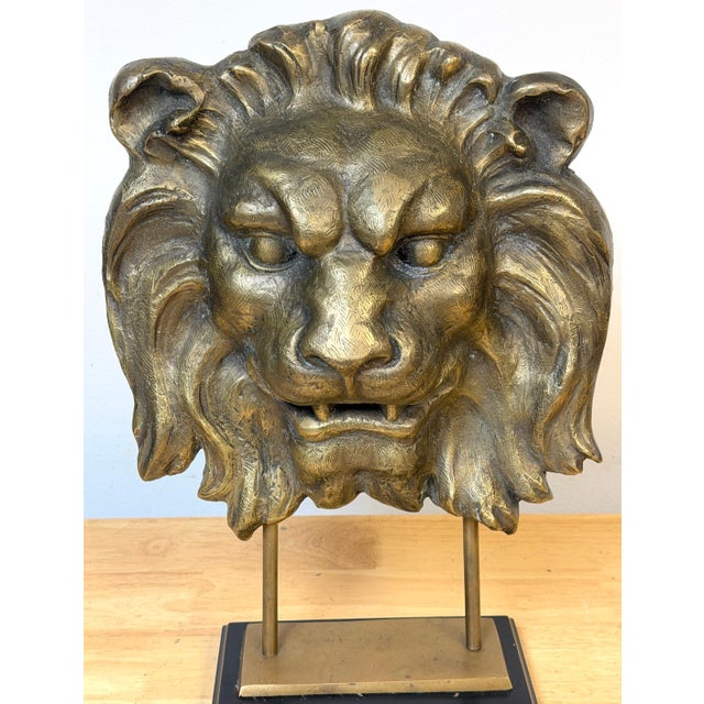 Large Finely Cast Bronze Lion Mask, Museum Mounted 20th Century For Sale In West Palm - Image 6 of 15