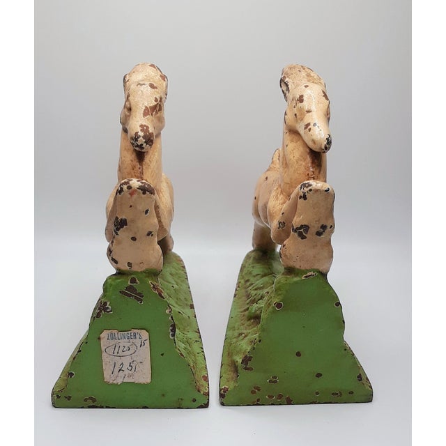 1910s Hubley Cast Iron Leaping Gazelle Bookends For Sale - Image 5 of 13