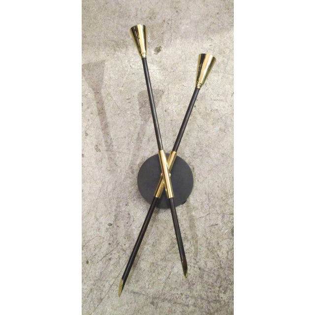 Metal Bespoke Brass and Bronze Sconces Inspired by Midcentury Design - a Pair For Sale - Image 7 of 13