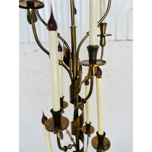 Stilnovo Rare, Italian Mid Century Stilnovo 10-Light Brass & Marble Floor Lamp C. 1960 For Sale - Image 4 of 12