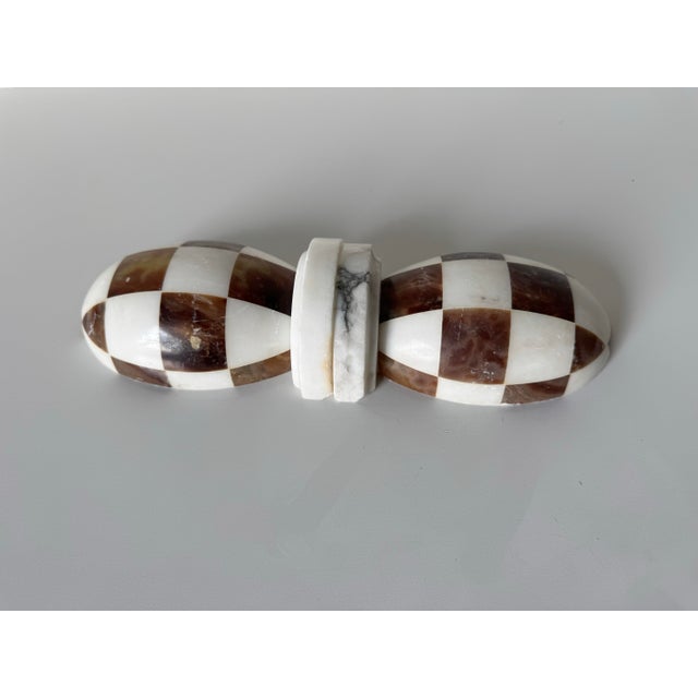 Vintage Alitalia Italian Alabaster Checkerboard Bookends – A Pair For Sale - Image 12 of 12