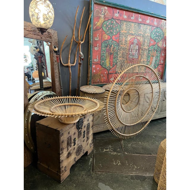 Wood Rattan Sun Ray Pendant Light Small For Sale - Image 7 of 12