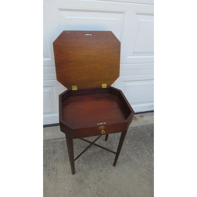 1940s Banded Mahogany Writing Table Silver Chest Quality Key For Sale - Image 6 of 6