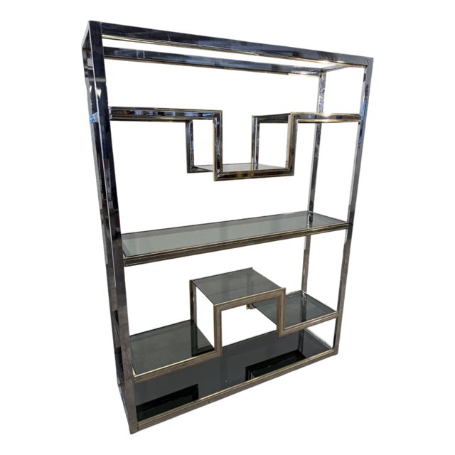 Romeo Rega Chrome and Brass Étagère / Library, Italy, 1970s For Sale