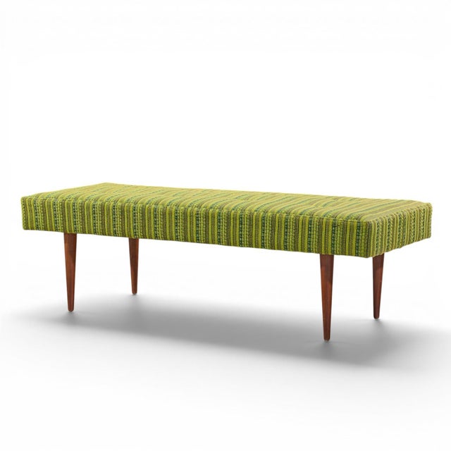 Brown Milo Baughman for Thayer Coggin Mid Century Walnut Upholstered Bench For Sale - Image 8 of 10
