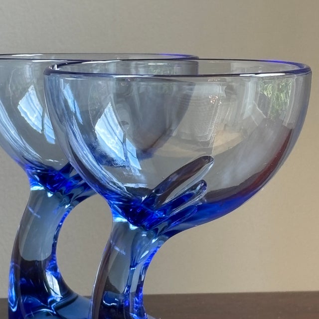 Art Deco 1980s Italian Bormioli Rocco Cobalt Blue Dessert / Serving Bowls — Set of 4 For Sale - Image 3 of 16