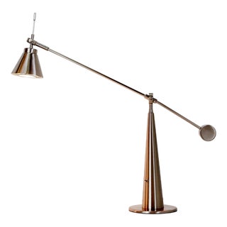 Adjustable Brushed Chrome Desk Lamp For Sale