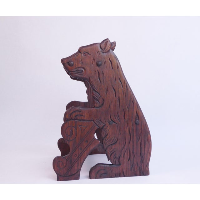 Victorian Carved Wood Library Stairs with Bear Figure, 1900s For Sale - Image 9 of 11