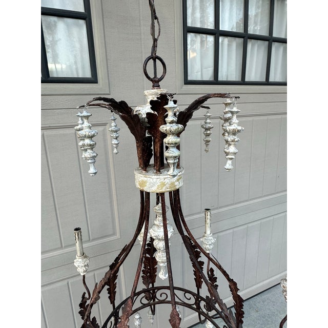 Vintage French Rustic La Maison 8 Light Chandelier For Sale In Savannah - Image 6 of 11