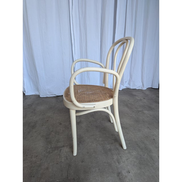Mid-Century Modern Vintage Dining Chair in White Beech and Bentwood Cane Seat, 1970s For Sale - Image 3 of 18
