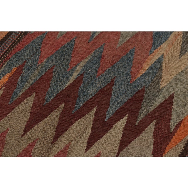 Textile Vintage Persian Kilim Runner, Tribal Rug With Vibrant Chevrons - Rug & Kilim For Sale - Image 7 of 8