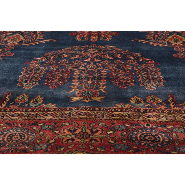 Late 20th Century Vintage Indian Sarouk Rug - 07'10 X 09'03 For Sale - Image 5 of 9