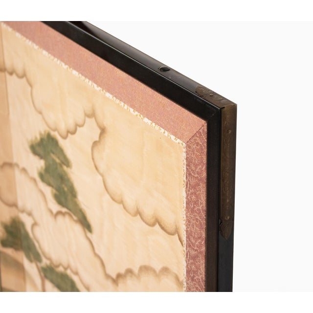 1970-1980s Shōwa Era Japanese Silk Byobu Screen "The Tale of Genji" For Sale - Image 16 of 18