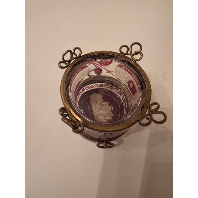 Antique Bohemian Crystal Souvenir Box With Etched Views For Sale - Image 11 of 12