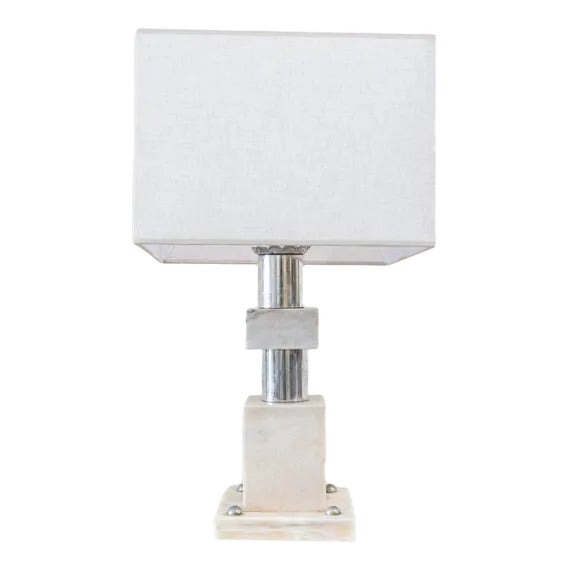Table Lamp in Marble and Steel, 1960s For Sale