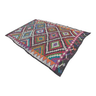 Tribal Flatweave Goat Wool Kilim Rug - 9' 2'' X 5' 7'' For Sale