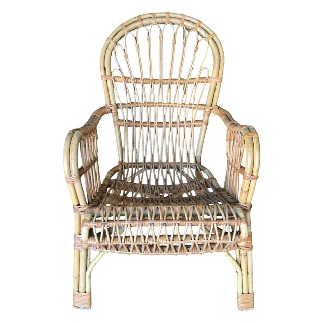 Franco Albini style stick rattan lounge chair featuring unique organic Modernist style. 1960, Italy
