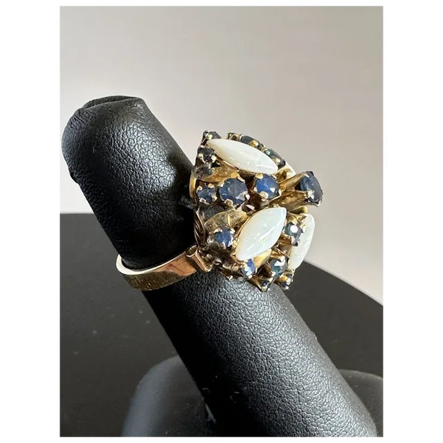 Late 20th Century 14k Sapphire and Opal Ring, Size 5 For Sale - Image 12 of 12