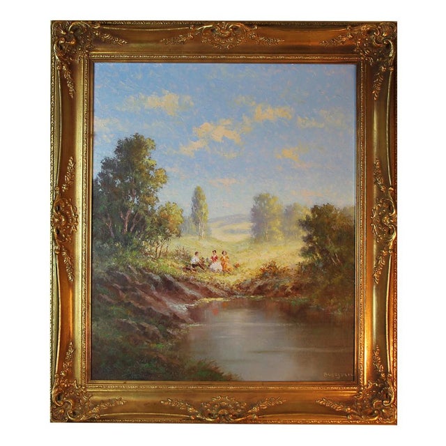Hans Bogojevic, Lakeside Picnic, 1960s, Oil on Canvas, Framed For Sale - Image 6 of 6