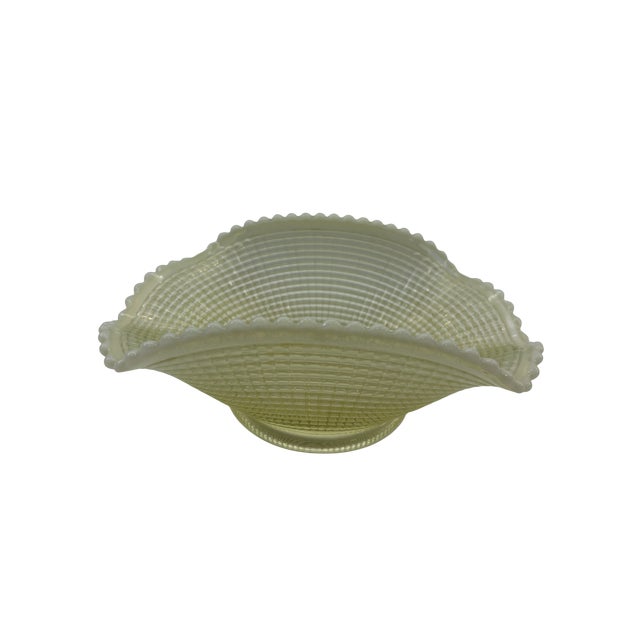 Ivory Late 19th Century Albany Model Flint Ribbed Spiral Pattern Ivory Clear Opalescent Uranium Bowl For Sale - Image 8 of 10