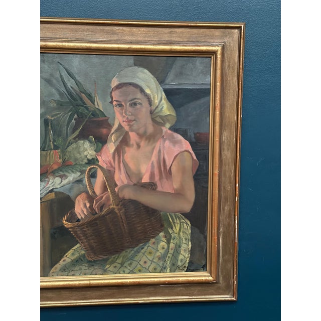 Philippe De Rougemont, Seated Woman, 1920s, Oil on Panel, Framed For Sale - Image 4 of 17