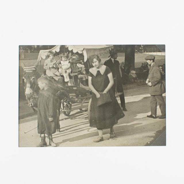 Art Deco Carriage Ride in Paris Garden, Silver Gelatin Black and White Photography, 1930 For Sale - Image 3 of 4