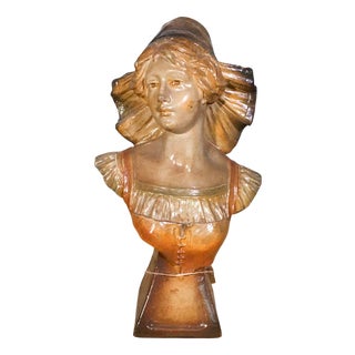 Art Nouveau Plaster Bust Statue of a Woman by Cilti, 1890s For Sale