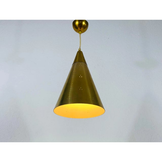 Brass Polished Brass Pendant Lamp in the Style of Paavo Tynell, 1950s For Sale - Image 8 of 10