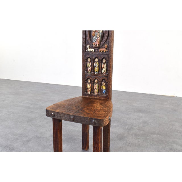 Spanish High Back Chair with Jesus and Apostles from Ormecasa, 1970s For Sale - Image 10 of 13