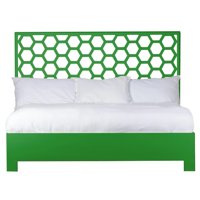 Coastal Honeycomb Bed King - Bright Green For Sale - Image 3 of 3