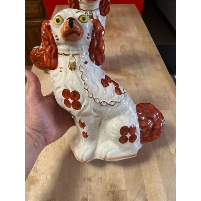 Pair of Antique Decorated Staffordshire Dogs, Circa 1860's For Sale - Image 12 of 16