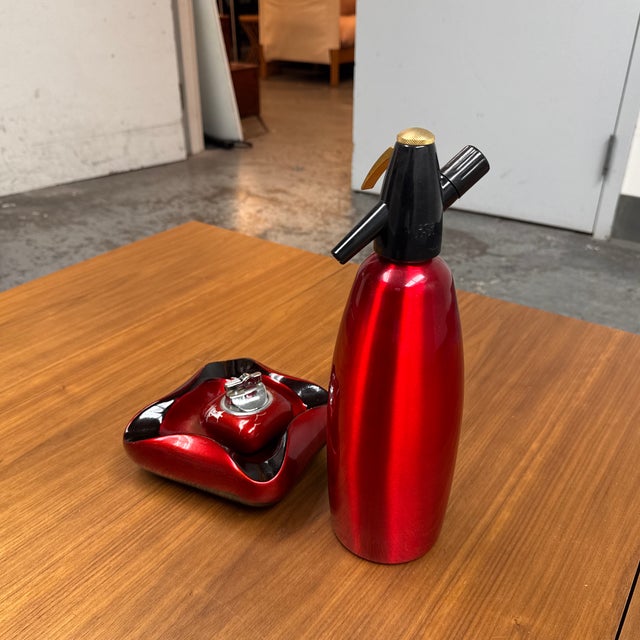 Traditional Vintage iSi Austria Red Soda Siphon, Ashtray + Table Lighter Set For Sale - Image 3 of 12
